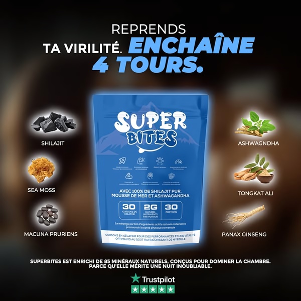 A 1:1 educational ad showcasing supplement ingredients like Shilajit and Ashwagandha to communicate health benefits and product potency.